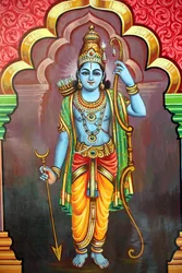 Sri Vadapathira Kaliamman hindoe tempel. Avatar van Vishnu. Heer Rama 7e incarnatie. Singapore