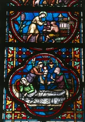 Glas-in-lood van de Kathedraal Notre Dame van Doornik, België