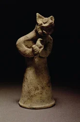 Statuette van een Leeuwenkop Demon, Mesopotamië, ca. 5000-1000 v.Chr. (terracotta)