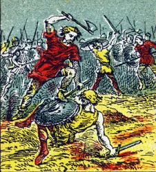 De Slag bij Vouillé waarin Clovis I de Visigoten versloeg in 507 (uit Histoire de France)