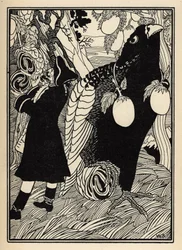 De baron ontdekt de grote vogels en rotis aan de bomen in de Verenigde Staten. Illustratie door William Strang (1859-1921) en JB Clark uit 
