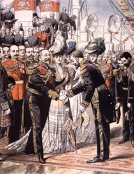 De Franse vice-admiraal Caillard ontvangen door Eduard VII (1904)