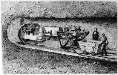 Tunnelboormachine van kolonel Beaumont in de tunnel onder het Kanaal