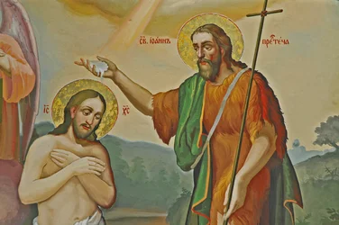 Oekraïne, Kiev, Kyiv-Percherska Lavra (Orthodoxe Grottenklooster), Dormitie Kathedraal-Doop van Christus fresco