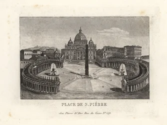 Zicht op het Sint-Pietersplein, met de Sint-Pietersbasiliek en oude Egyptische obelisk