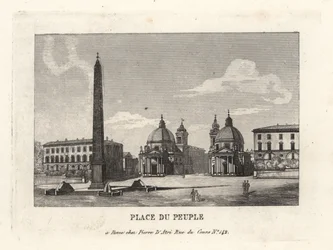 Uitzicht op de Piazza del Popolo, met een Egyptische obelisk van Ramses II uit Heliopolis, Rome