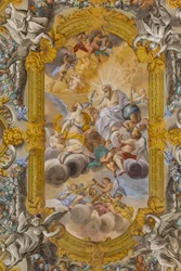 Uitzicht op het plafond, Kerk van Nunziatina, Todi, Umbrië, Italië