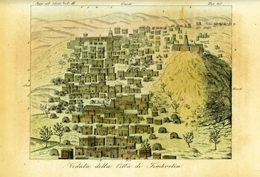 Uitzicht op de stad Timboektoe, Mali