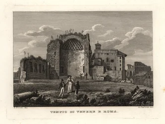 Zicht op de ruïnes van de Tempel van Venus en Roma, Rome