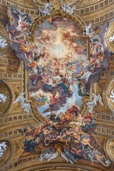 Zicht op het gewelf van het schip met "De Triomf in de Naam van Jezus", Kerk van de Gesù, Rome, Italië (foto)