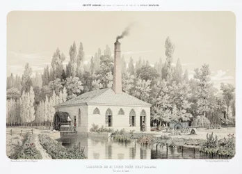 Waterkracht, Pre-1900 Zinkwalserij (Laminoir), Saint Louis, nabij Bray, Frankrijk