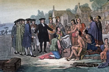 William Penn met indianen van de Delaware-natie, Pennsylvania