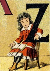 Z - Gravure uit ABCD van kleine meisjes. Pellerin & Cie, drukker-uitgever, Epinal, circa 1890. Serie A.