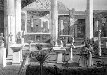 Toeristen bezoeken de ruïnes van Pompeii