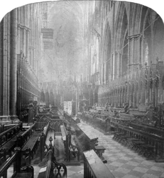 Interieur van Westminster Abbey, Londen, eind 19e eeuw