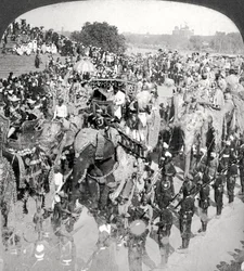 Prinsen in de Grote Staatsintocht, Durbar, Delhi, India