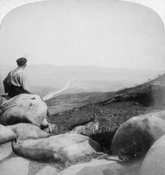 Tugela-rivier en Mount Alice vanaf Spion Kop, Zuid-Afrika, 1901