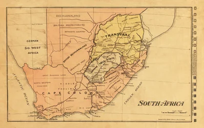 Kaart van Zuid-Afrika tijdens de Tweede Boerenoorlog, 1899