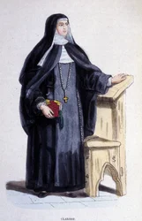 Een Clarisse, een religieuze van de Orde van Sint-Clara opgericht in de 13e eeuw.