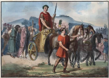 Een Romeinse triomftocht - gravure uit „Usi e costumi di tutti i popoli dell