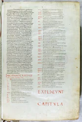 Een pagina uit de 11e eeuwse Bijbel met het incipit hoofdstuk van het Boek Genesis