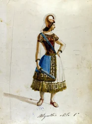 Abigaille kostuum in de opera van Giuseppe Verdi (1813 - 1901), 