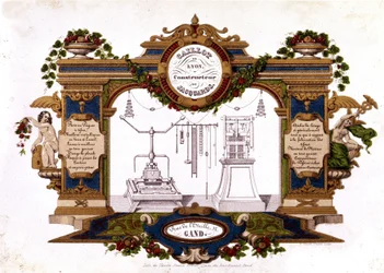 Advertentie van een bouwer van het Jacquard-weefgetouw 
