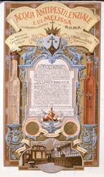 Reclame voor geurwater: water tegen citroenmelisse pest. Chromolithografie van 1895