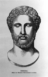 Alcibiades (450-404 v.Chr.) generaal en Atheense staatsman. Portret van een Romeinse buste. 19e eeuw