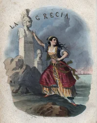 Allegorie van Griekenland - gravure uit ‘Usi e Costumi di Tutti i Popoli dell