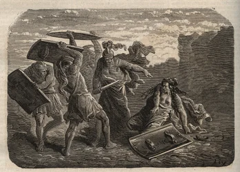 Oud Rome - Straf van Tarpeia - De straf van Tarpeia - gravure