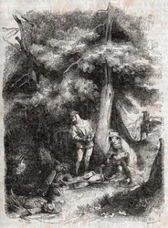 Angelique redt Medor - gravure van 1851 uit 
