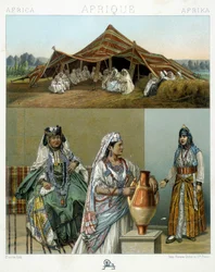 Arabische tent, Algerijnse vrouwelijke kostuums - in 