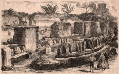 Archeologische opgravingen georganiseerd door Napoleon III in Rome in het gebied van het Paleis van de Caesars