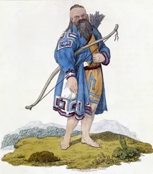 Boogschutter van een Russische bevolking. Illustratie uit 1803.
