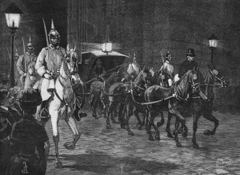 Aankomst van de overblijfselen van Aartshertog Rodolph van Habsburg (1858 - 1889), Kroonprins van Oostenrijk.