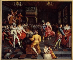 Bal aan het hof van Valois Anoniem schilderij. 16e eeuw. Rennes, Musée des Beaux Arts