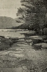 Oevers van de Gudda-rivier, Afrika, gravure van een foto door V Bottego uit L