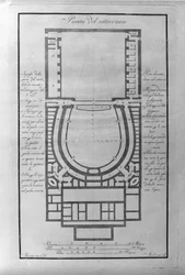 Kelderplan van het theater de la Scala in Milaan ca. 1776-1778 Italië (Teatro alla Scala)
