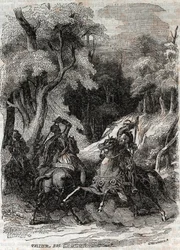 Slag tussen Roland en Ferragus - gravure van 1851 uit 