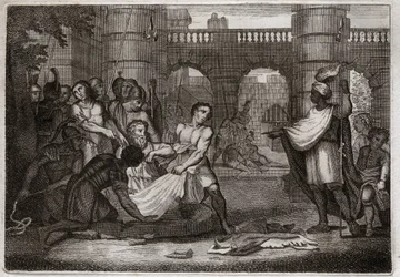 Bijbel van Royaumont, Oude Testament: Jeremia profeet. De heilige profeet en de put. Illustratie uit 1811.
