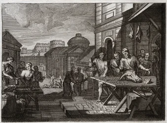 Bijbel van Royaumont, Oude Testament: Belegering van Samaria. De koning van Syrië belegerde de stad Samaria en bracht het tot een verschrikkelijke hongersnood. Illustratie uit 1811.