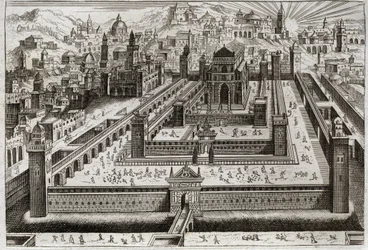 Bijbel van Royaumont, Oude Testament: Tempel van Salomo. Salomo bouwde de tempel in Jeruzalem. Illustratie uit 1811.