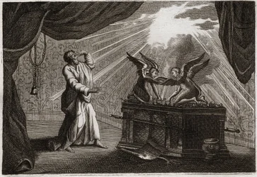 Bijbel van Royaumont, Oude Testament: De Ark van het Verbond. Figuur van de Ark. Illustratie uit 1811.