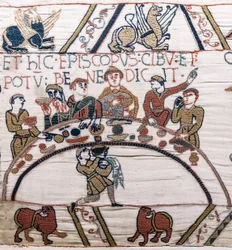Bisschop Odo zegent het eten en de wijn, Tapijt van Bayeux