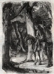 Bradamante ziet Pinabel - gravure van 1851 uit 