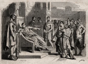 Brutus veroordeelt zijn zoon ter dood - gravure in 
