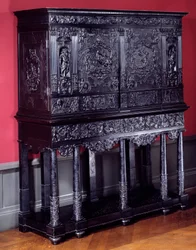 Kabinet in ebbenhout Horatius Cocles, Romeins held, verdedigt de Subliciusbrug in Rome tegen de aanval van de Etrusken van Porsenna in 507 v.Chr. Rond 1645 Parijs. Louvre Museum