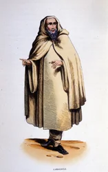 Camaldule, lid van een religieuze orde (kluizenaar en monnik) opgericht in de vallei van Camaldoli (Toscane) door Sint Romuald in 1010. Gravure uit de 19e eeuw.