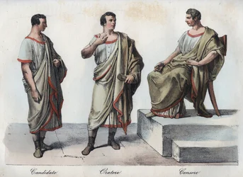 Kandidaten - Redenaar - Romeinse censor - gravure uit „Usi e Costumi di Tutti i Popoli dell